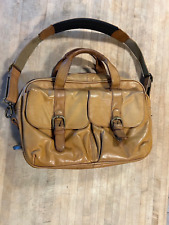 VTG Leather Computer Laptop Travel Bag Brand? Well Made - Light Brown Leather. picture