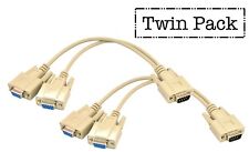 PTC Beige 1'ft DB9 Serial (RS-232) Y-Splitter Cable | Twin Pack picture