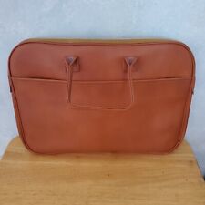 Vintage 1970s Korean Interpur Brief Case/ Laptop Bag 16inches Tan Faux Leather  picture