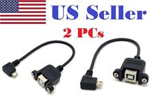 2PCs 90 Degree Left Angled Micro USB 5pin Male to USB B Female Panel Mount Cable picture