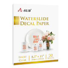 A-SUB 20 Sheets Inkjet Clear Waterslide Decal Transfer Paper 8.5x11 DIY Tumbler picture