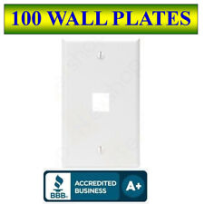 100 PACK Wall Plate 1 Port White Keystone Jack for RJ45 HDMI USB, A/V Connectors picture
