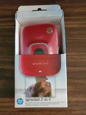 HP Sprocket 2 in 1 Photo Printer And Camera Red 2×3 Photos Open Box** picture