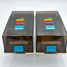 ALLSOP 3.5” Disk Storage Box Case lot of 2 both with vtg apple comp stickers vtg picture