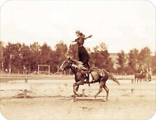 Trick Riding Cowgirl Photo On Horseback Art Standard Mouse Pad Vintage 1930s picture