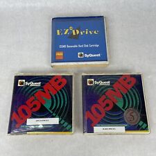 Lot of 3 SyQuest 3.5” Removable Hard Disks Cartridges 105MB, 105MB & 135MB picture