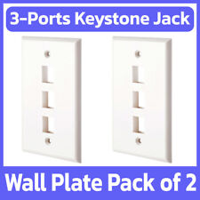 2 Pack Keystone Wall Plate Single Gang Three Ports Faceplate 3 Jack Wallplate picture