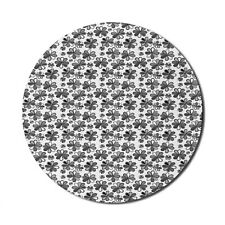 Ambesonne Floral Leaves Round Non-Slip Rubber Modern Gaming Mousepad, 8