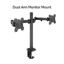 Full Motion Dual Monitor Desk Mount, Fits 2 Screens up to 27 Inches - Rotate, Ti picture