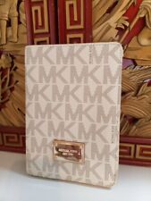 Michael Kors MK Logo Vanilla Leather Apple Ipad Cover Case RARE READ LISTING picture