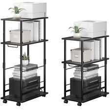 Height Adjustable Computer Tower Stand, 3-Tier CPU Holder Cart Printer Stand ... picture