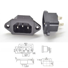 100pcs High Quality C14 AC Male Connector 3 Prong with Screw Hole Black Color picture
