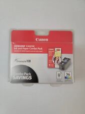 Genuine CANON Ink & Paper CL100 Combo Pack CLI-36 Color Ink Cartridge New Sealed picture
