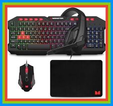 Monster Campaign 4pc RGB Gaming Bundle (Mouse, Headset, Keyboard, Mouse Pad) NEW picture