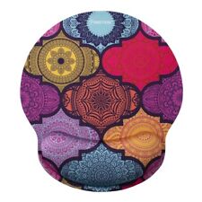 Mandala Mouse Pad with Wrist Design Rest, Ergonomic Design, Round, Colorful picture