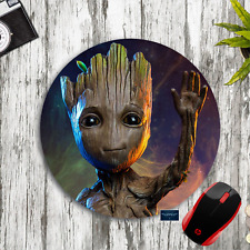 BABY GROOT GUARDIANS OF THE GALAXY WAVING CUSTOM ROUND NONSLIP MOUSEPAD DESK MAT picture