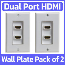 2 Pack Dual HDMI Wall Plate Single Port Face Plate 4-in HDMI Cable Coupler White picture