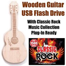 Wood Guitar USB Flash Drive , 60s 70s 80s Classic Rock Music Collection, Digital picture