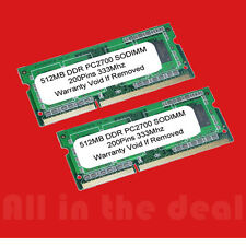 SODIMM 1GB 2 X 512MB PC2700 DDR 333 200p LAPTOP MEMORY picture