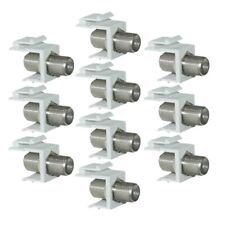 10 Pcs F Type Keystone Jack Coupler Coax Coaxial Connector Snap In Insert White picture