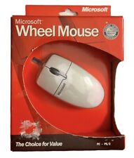 Vintage 2001 Microsoft Wheel Mouse Windows PC PS/2 New sealed Box X08-70343 picture