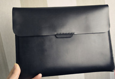 file Folder pocket cow Leather Messenger bag Envelope pack handmade black Z634 picture