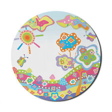 Ambesonne Cartoon Colorful Round Non-Slip Rubber Modern Gaming Mousepad, 8