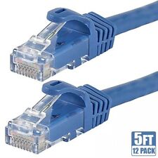 12x 5FT CAT6 RJ45 Ethernet LAN Network UTP Patch Cable Copper Wire 24AWG Blue picture