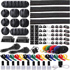 300PCS Cable Management Kit,4 Cable Sleeve 35 Cable Clips with 11Cord Holders,15 picture
