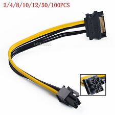 Lot 15pin SATA Male to 6pin PCI-E Video Card Power Adapter Cable 20CM picture