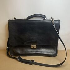 Sabani Firenze Black Genuine Italian Leather Bag W/Strap And Key 16” X 14” picture