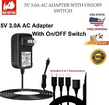 Rhino 5V 3.0A AC ADAPTER WITH ON/OFF SWITCH/includes 3 In 1 Connectors picture