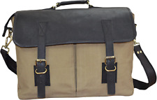 Leather Canvas 16 in Office Laptop Bag 3 Compartment with Padding Laptop Tablet picture