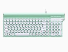 Anti-Spill Retro Wired Keyboard. Mint Green. Grooved keys. Phone Holder. picture