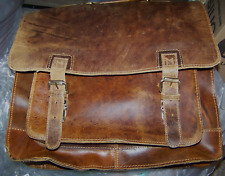 Retro Buffalo Hunter Leather Laptop Messenger Office College Briefcase Bag 15 in picture