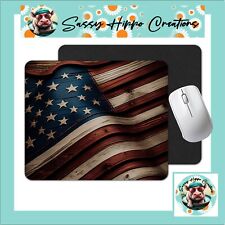 Mouse Pad Rustic American Flag Patriotic Old Anti Slip Back Easy Clean Sublimate picture