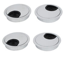 60mm Zinc Alloy Wire Cable Hole Covers Silver Tone 4pcs for Computer Desk Table picture