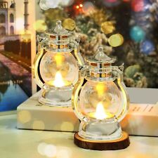 2-Pack Christmas Decorative Lanterns with Flickering LED Light, 5“ Mini Vintage picture