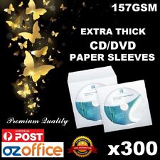 PREMIUM QUALITY 300 x CD DVD THICK 157GSM Paper Sleeve Paper Cover Clear Window picture