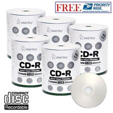500 Pack Smartbuy 52X CD-R 700MB Silver Inkjet Hub Printable Disc Priority Mail picture