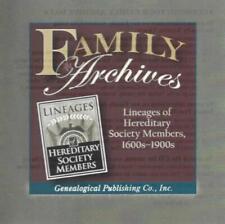 Family Archives: Lineages Of Hereditary Society Members, 1600s-1900s PC CD data picture