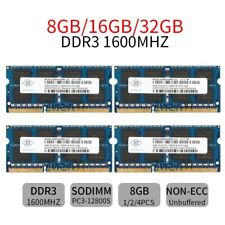 Nanya 32GB 16GB 8G DDR3 1600MHz PC3-12800 204Pin SODIMM Laptop Memory RAM Lot BT picture