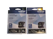 2 Pack-Brother LC103BK XL Black Ink Cartridge Genuine 600-Page Yield Exp 4/2026+ picture