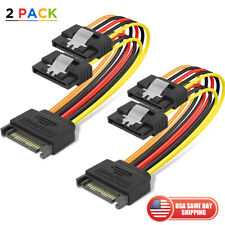 2x SATA Power 15 Pin Y Splitter Cable Adapter Male to Female SSD HDD Hard Drive picture