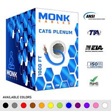 CAT6 Plenum 1000ft Bulk CMP 23AWG 550MHz UTP Ethernet Cable Blue & 10 Colors ✅ picture