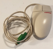 COMPAQ M-S34 Vintage 90's Wired PS/2 Plug Standard 2 Button Ivory Mouse UNTESTED picture