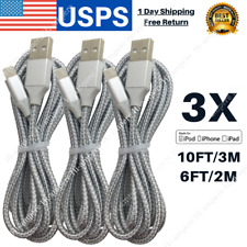 3Pack 10ft 6ft Long USB Fast Charging Cable For iPhone 13 12 11 7 6 Charger Cord picture