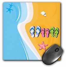 3dRose Blue and Orange Beach With Flip Flops and Star Shells MousePad picture