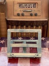 Musicians Portable, Light & Foldable Wood Blue Stained Music, Ipad or Book Stand picture
