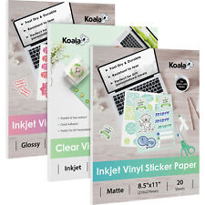 Lot 20-100 KOALA Printable Vinyl Sticker Paper Glossy/ Matte/ Clear Inkjet Laser picture